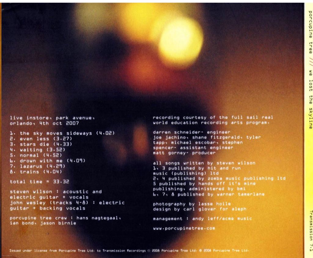 We Lost The Skyline - Porcupine Tree (CD) music collectible - Main Image 2