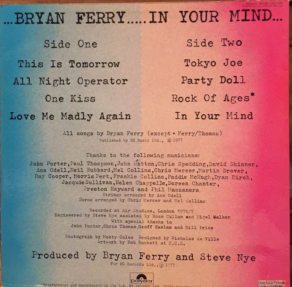 In Your Mind - Bryan Ferry (12”) music collectible - Main Image 2