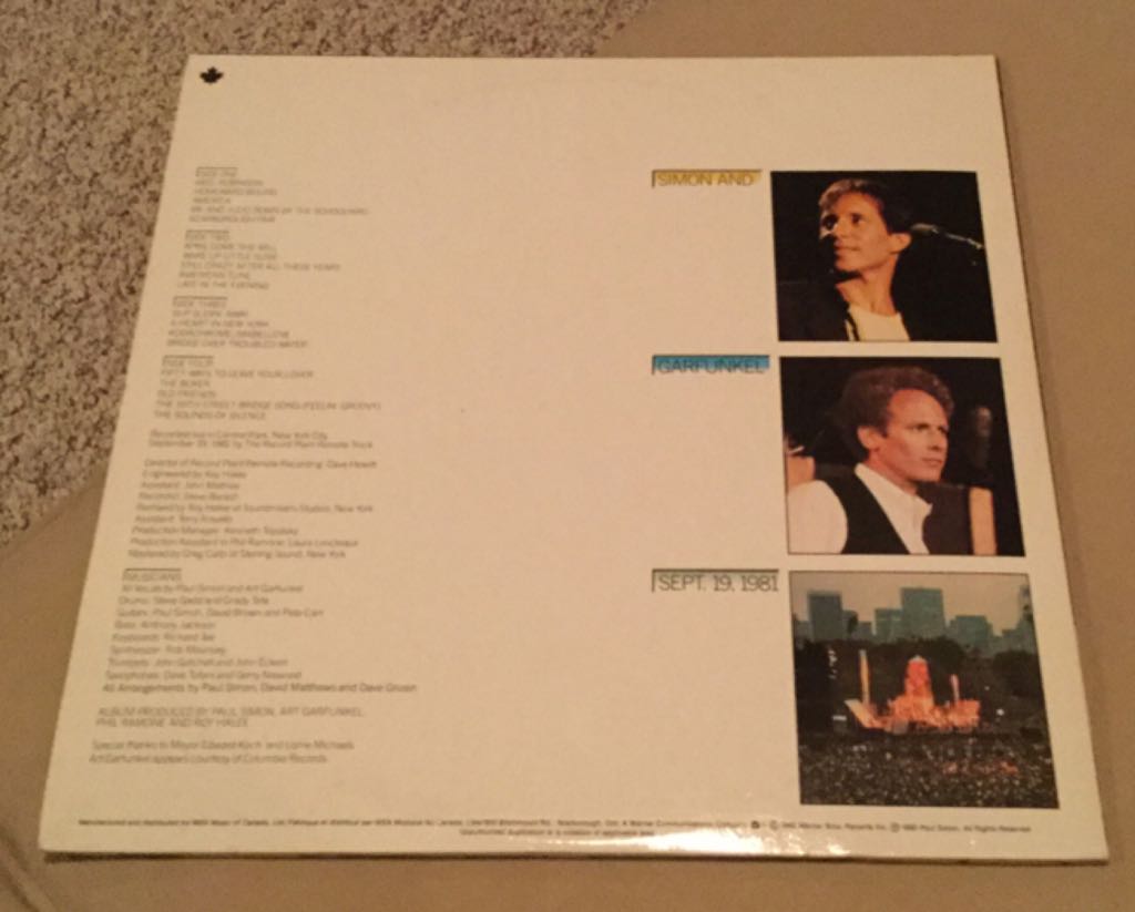 Concert In Central Park, The - Simon And Garfunkel (12” - 76) music collectible [Barcode 075992365413] - Main Image 2
