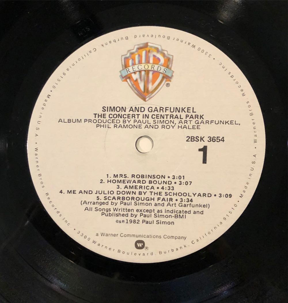 Concert In Central Park, The - Simon And Garfunkel (12” - 76) music collectible [Barcode 075992365413] - Main Image 3
