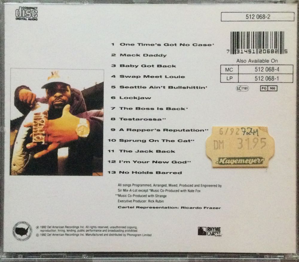 MACK DADDY - Sir Mix-a-Lot music collectible [Barcode 731451206825] - Main Image 2