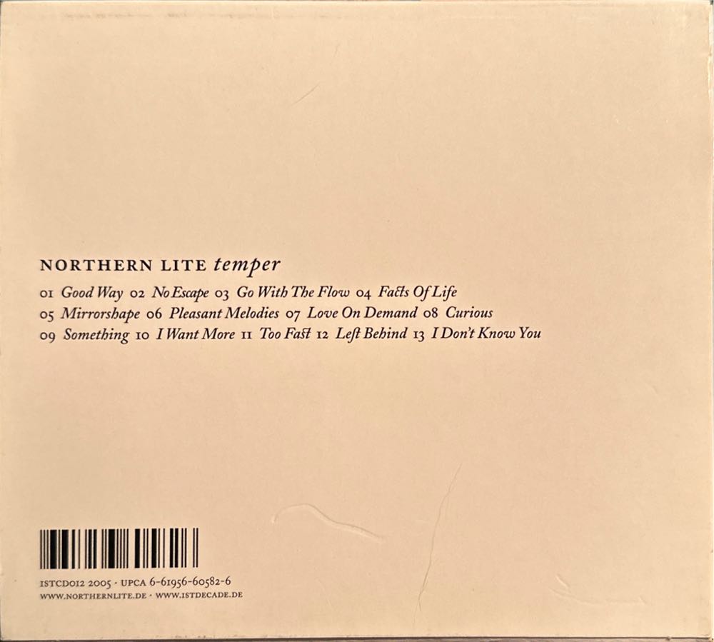 Temper - Northern Lite (CD) music collectible [Barcode 661956605826] - Main Image 2