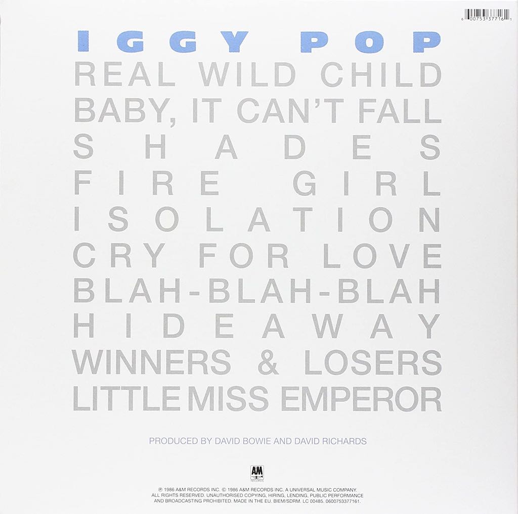 Blah Blah Blah - Iggy Pop (CD - 47) music collectible [Barcode 075021514522] - Main Image 2