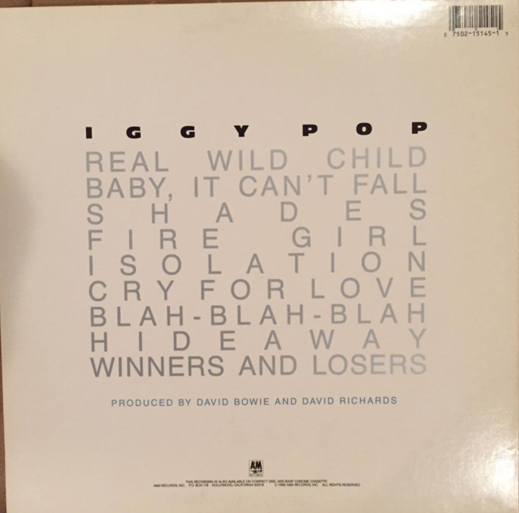 Blah Blah Blah - Iggy Pop (12”) music collectible - Main Image 2