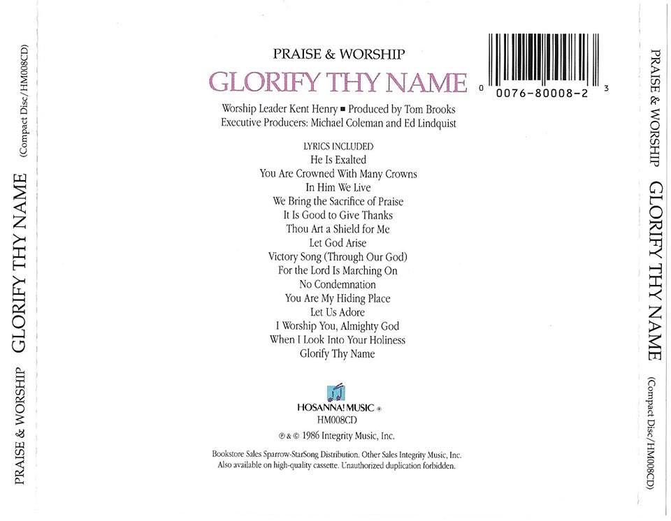 Glorify Thy Name - Hosanna! Music (CD) music collectible [Barcode 000768000823] - Main Image 2