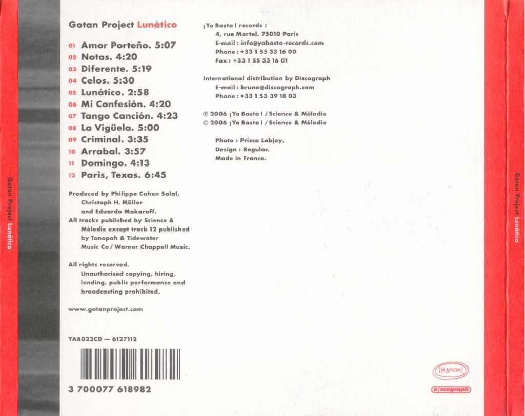 Lunatico - Gotan Project (CD) music collectible [Barcode 3700077618906] - Main Image 2