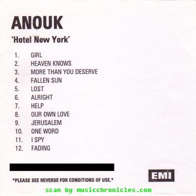 Hotel New York - Anouk (CD - 46) music collectible [Barcode 724387515222] - Main Image 3