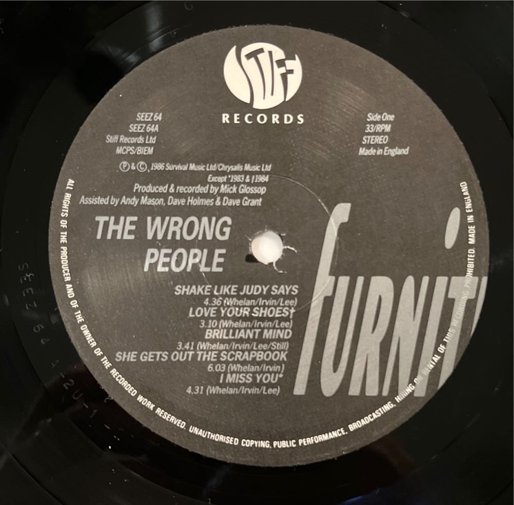 The Wrong People - Furniture (12”) music collectible - Main Image 3