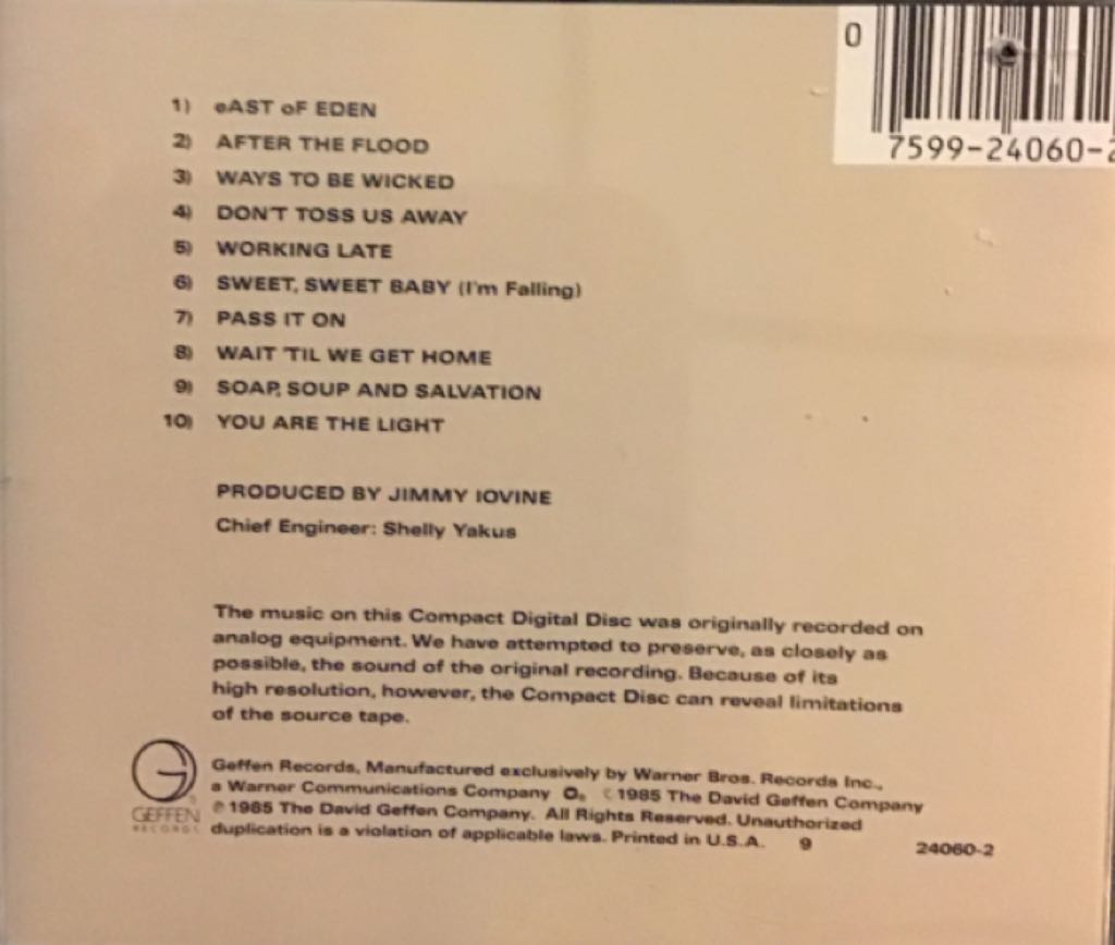 Lone Justice - Lone Justice (12”) music collectible [Barcode 075992406024] - Main Image 2