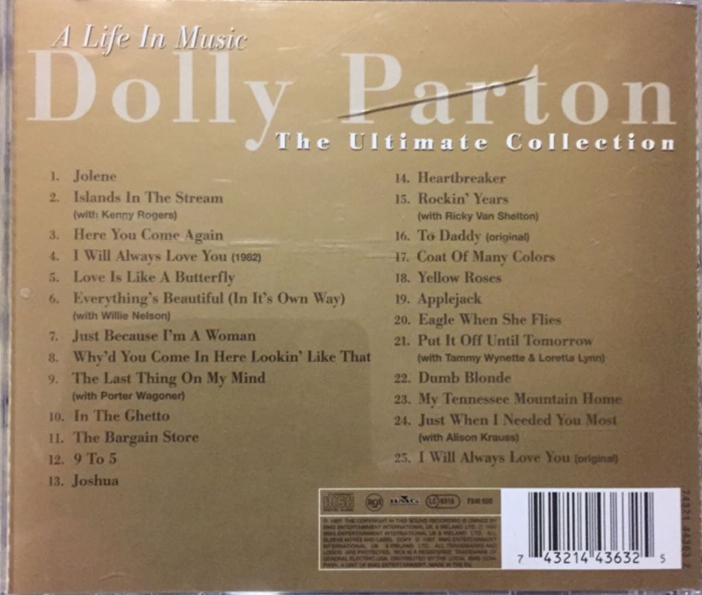 Life In Music - The Ultimate Collection, A - Dolly Parton (CD) music collectible [Barcode 743214436325] - Main Image 2