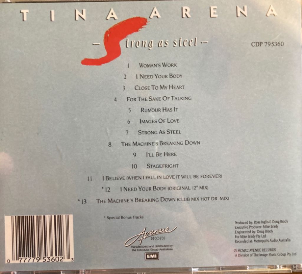 Strong As Steel - Tina Arena (CD) music collectible [Barcode 077779536023] - Main Image 2