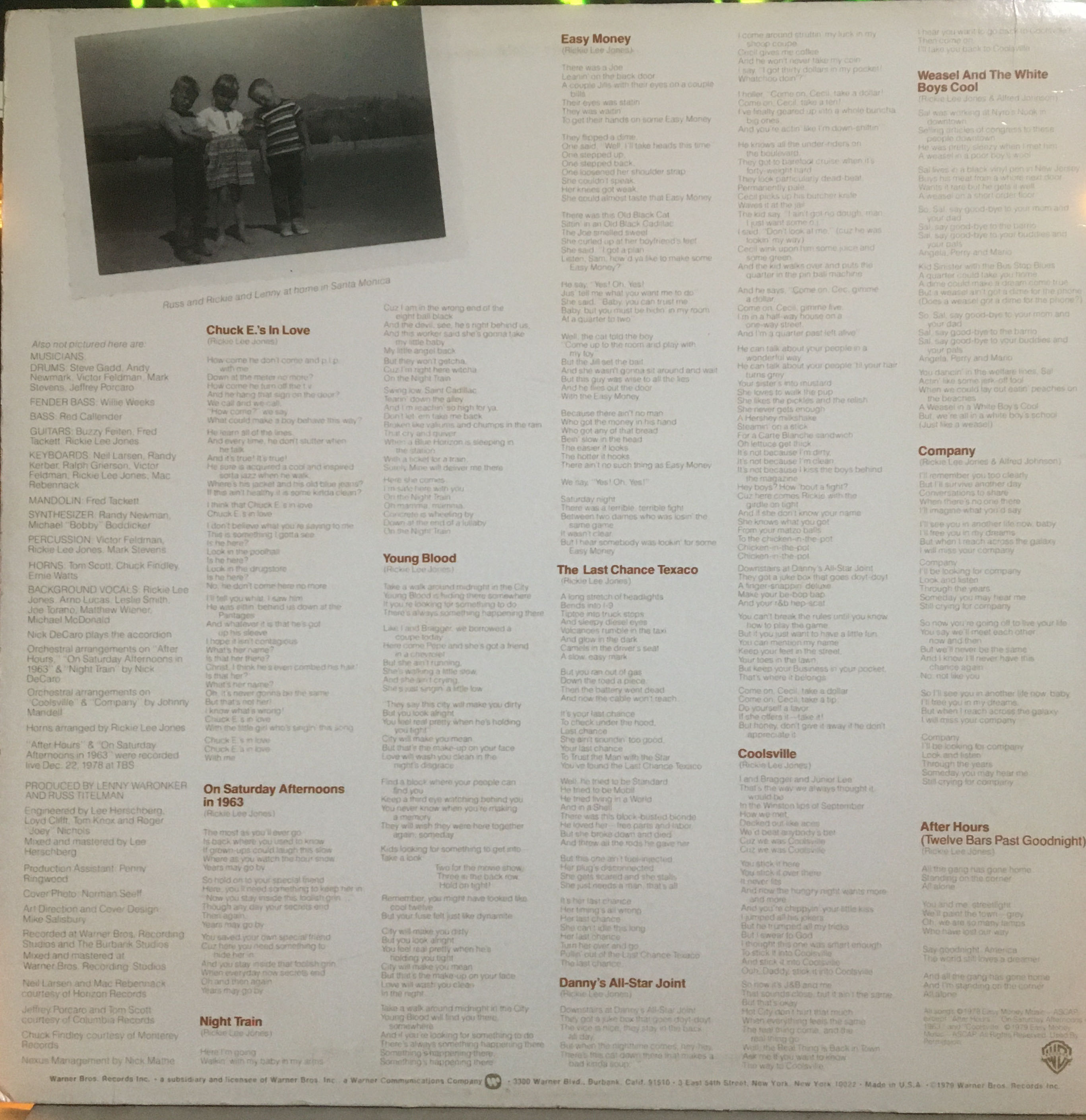 Rickie Lee Jones - Rickie Lee Jones (12” - 35) music collectible - Main Image 2