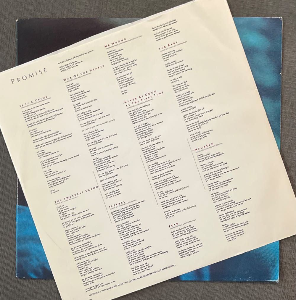 Promise - Sade (12” - 54:10) music collectible [Barcode 074644026313] - Main Image 4