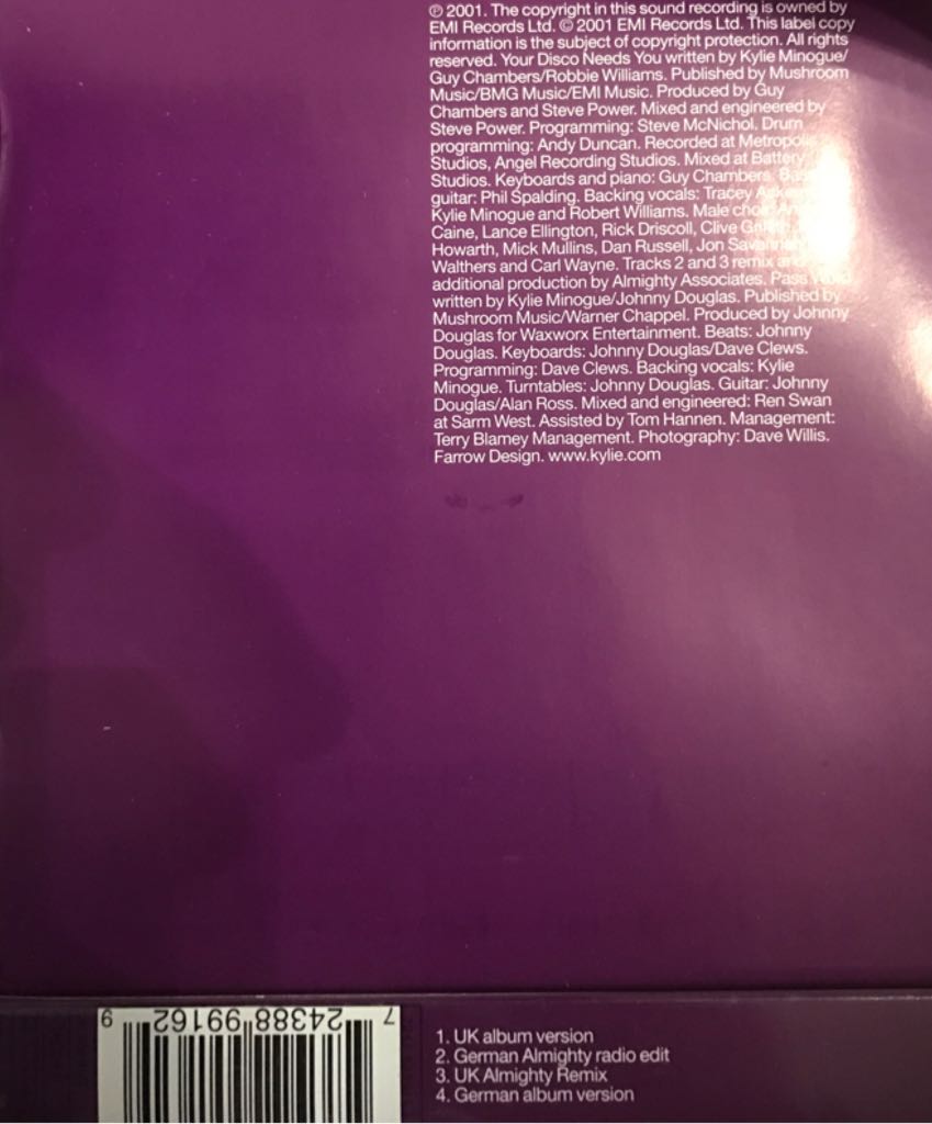 Your Disco Needs You - Kylie Minogue (CD) music collectible [Barcode 724388991629] - Main Image 2