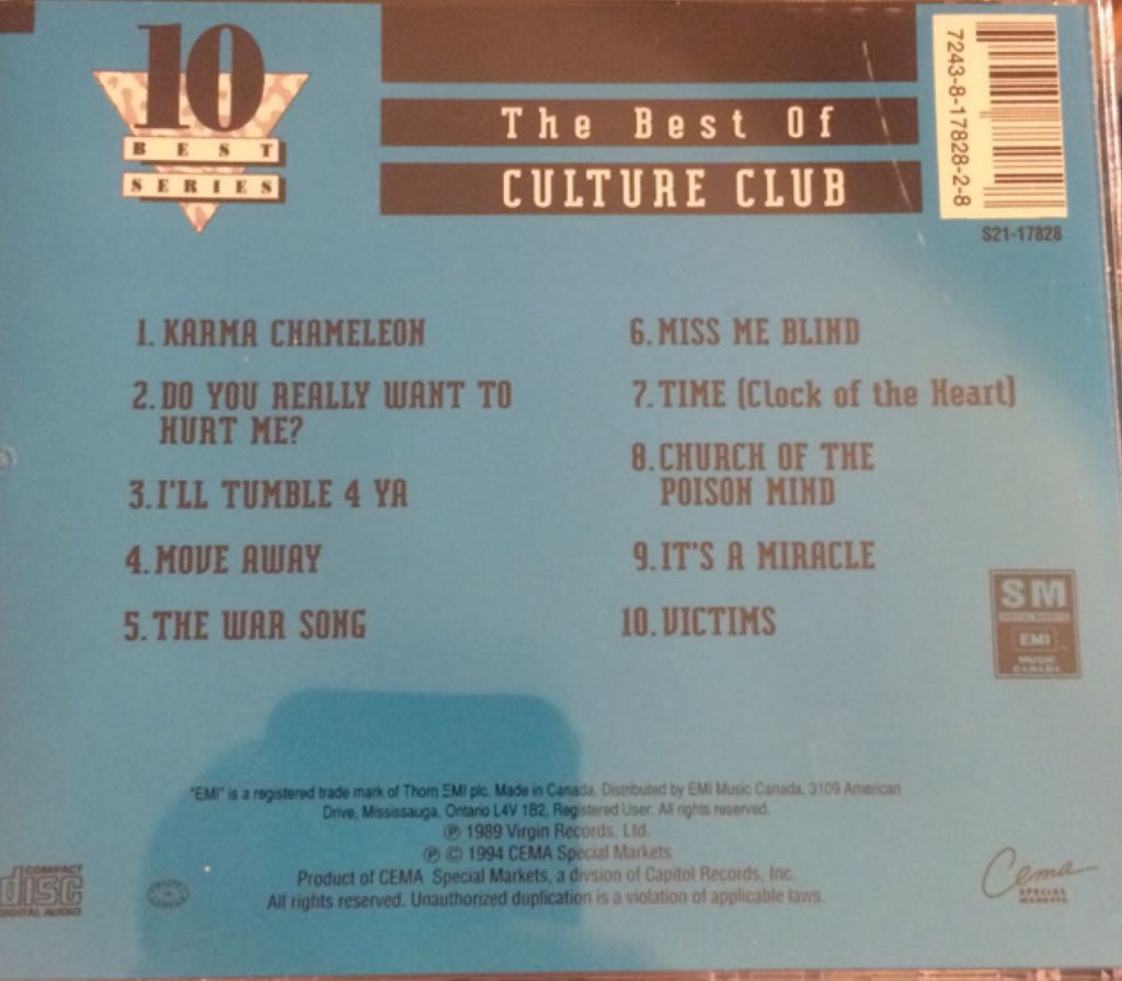 Greatest Hits - Culture Club (CD - 39) music collectible [Barcode 724381782828] - Main Image 2