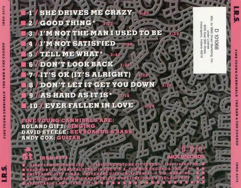 The Raw And The Cooked - Fine Young Cannibals (Cassette) music collectible - Main Image 2