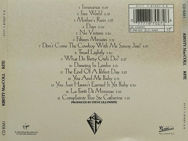 Kite (2001 Virgin Records reissue with bonus tracks) - Kirsty MacColl (CD) music collectible [Barcode 077778702726] - Main Image 2