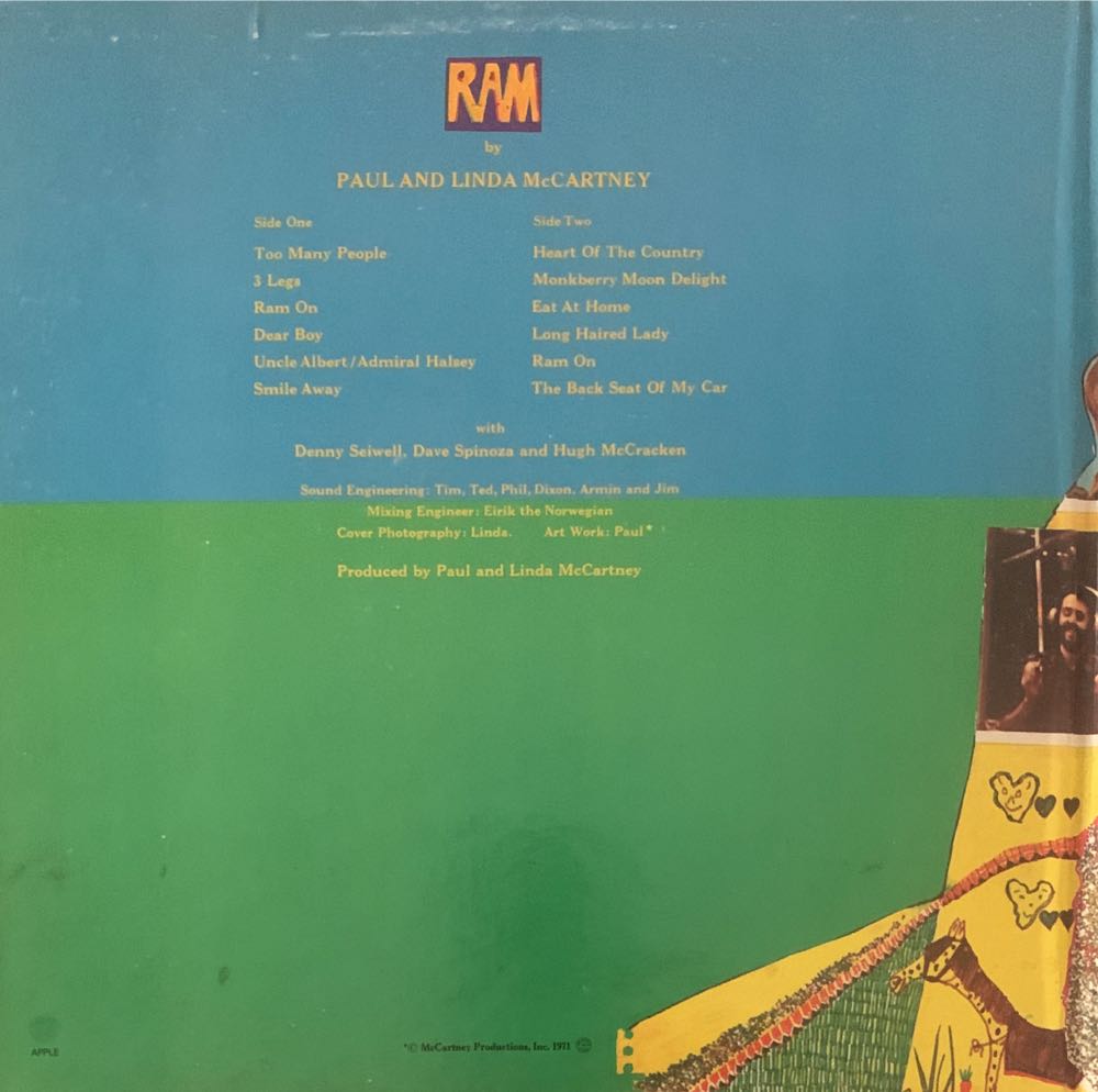 Ram - McCartney, Paul (12” - 36) music collectible [Barcode 602557567656] - Main Image 2