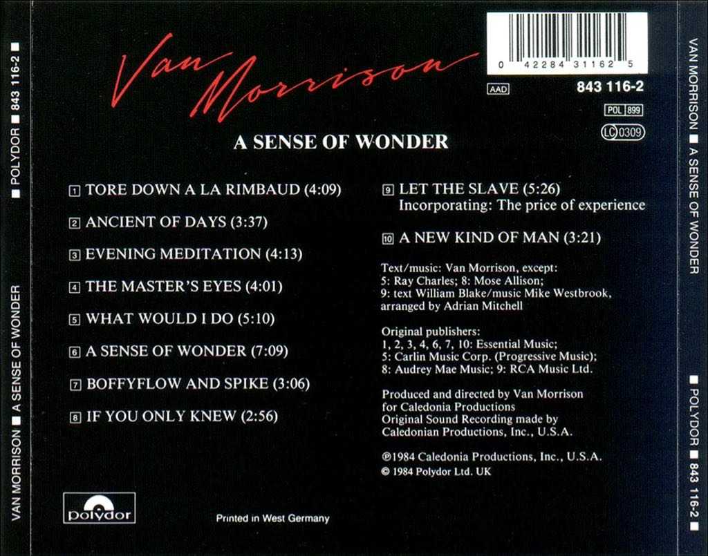 A Sense Of Wonder - Van Morrison (CD) music collectible [Barcode 042282289520] - Main Image 2