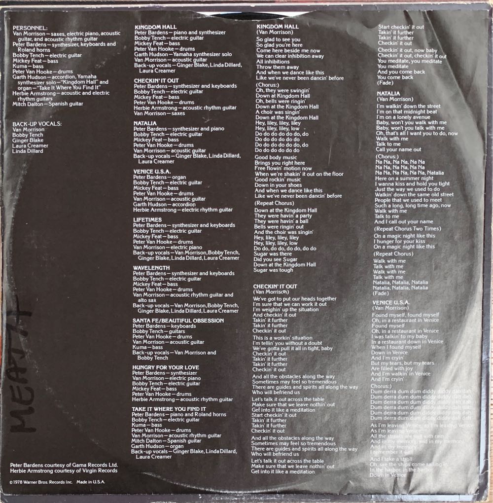 Wavelength - Van Morrison (12” - 4932) music collectible [Barcode 075992735711] - Main Image 4