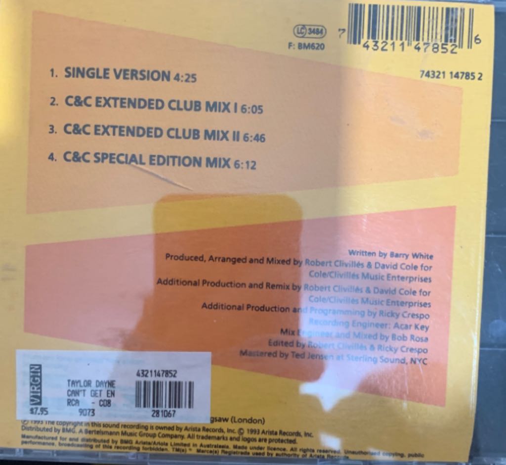 Cant Get Enough Of Your Love (Single) - Taylor Dayne (CD) music collectible - Main Image 2