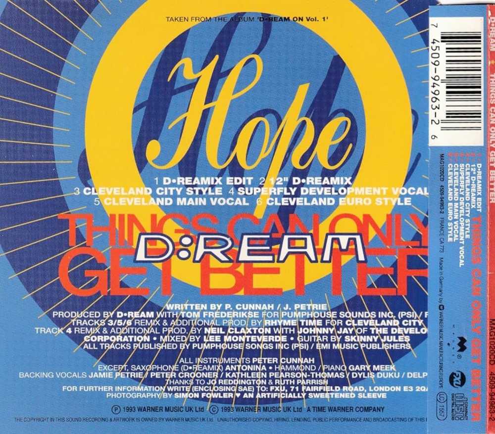 01 - CD Single - D:Ream - Things Can Only Get Better - D:Ream (CD - 36) music collectible [Barcode 745099496326] - Main Image 2