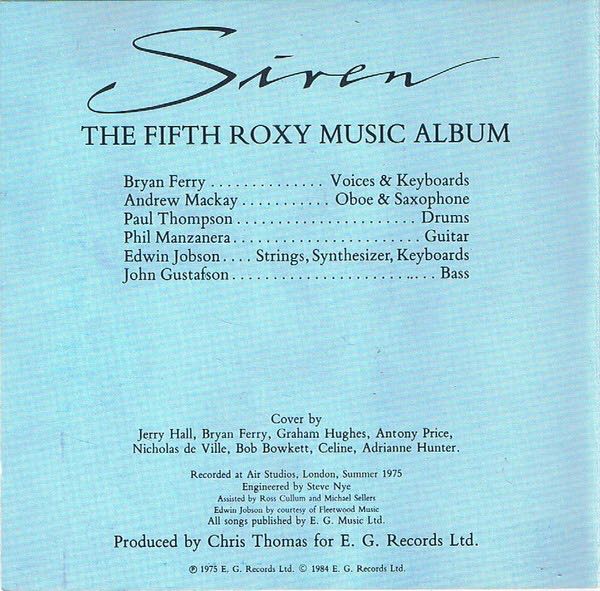 Siren - Roxy Music (CD - 43) music collectible [Barcode 5012985302029] - Main Image 3