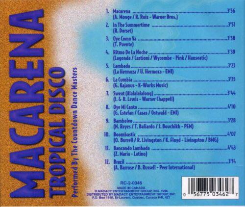 Macarena: Tropical Disco - Various Artists (CD-R) music collectible [Barcode 056775034627] - Main Image 2