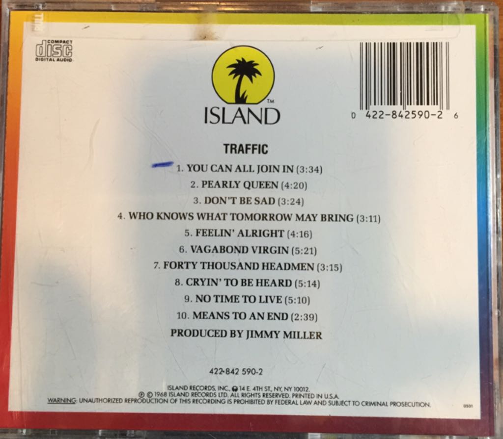 Traffic (Bonus Tracks) (Remastered) (MP3) - Traffic (CD - 57) music collectible [Barcode 042284259026] - Main Image 2