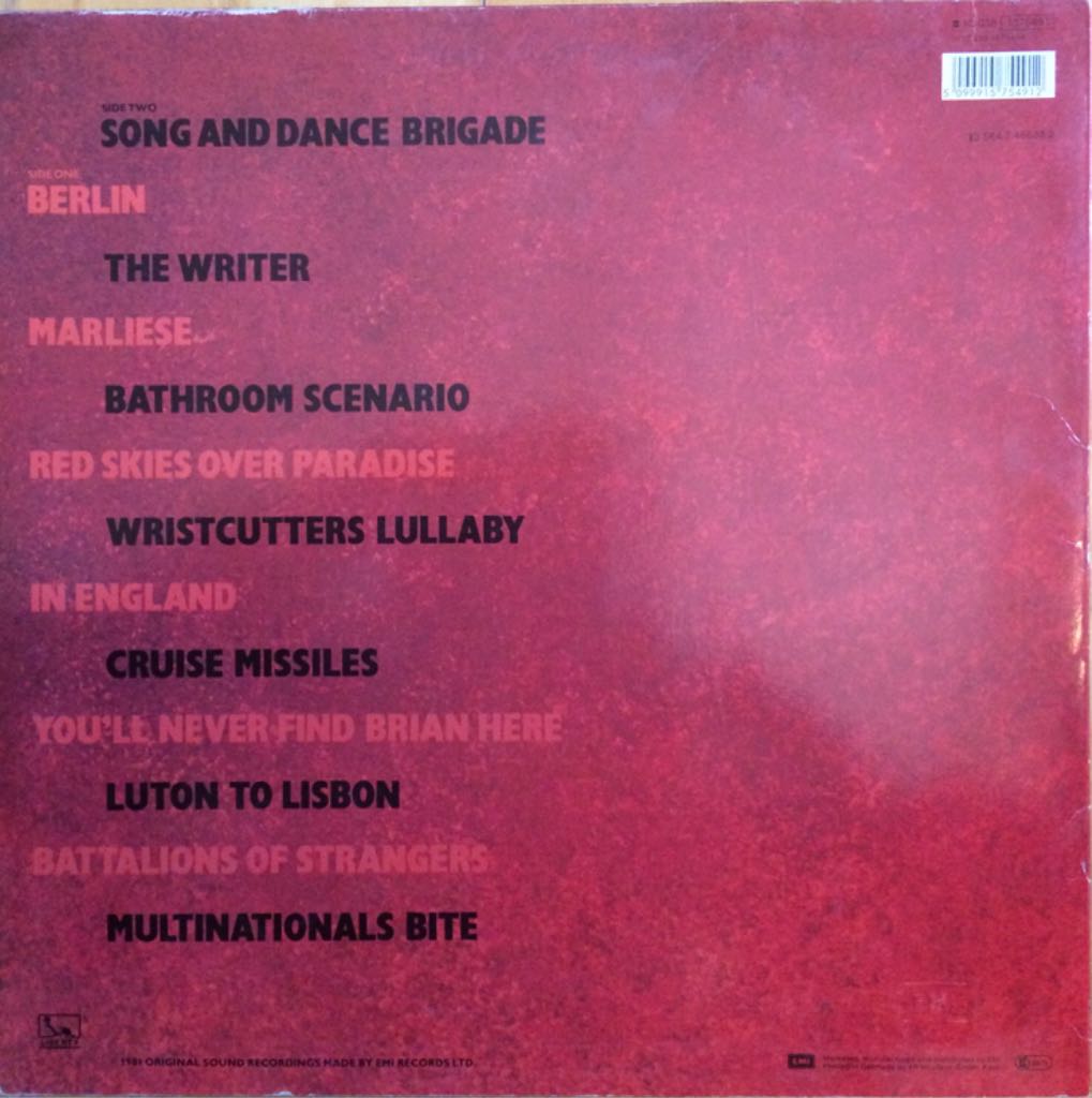 Red Skies Over Paradise - Fisher Z (12” - 47) music collectible [Barcode 5099915754912] - Main Image 2