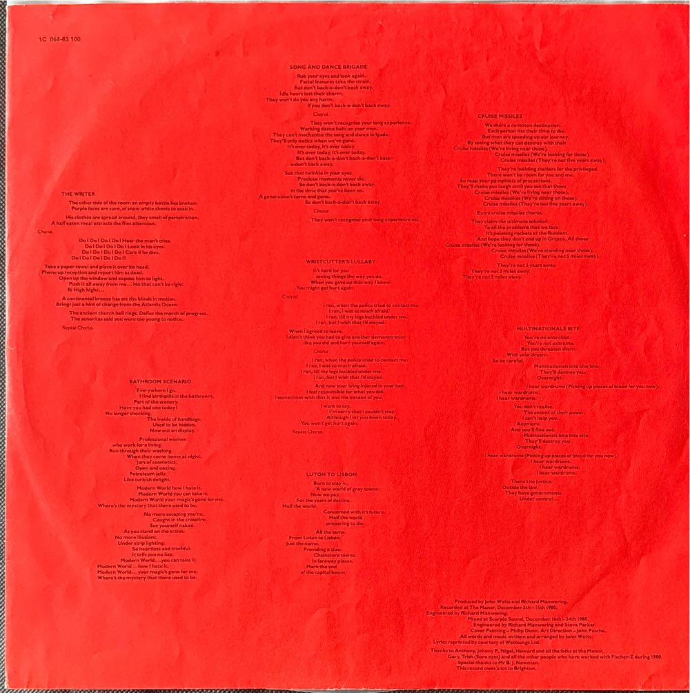 Red Skies Over Paradise - Fisher Z (12” - 47) music collectible [Barcode 5099915754912] - Main Image 4