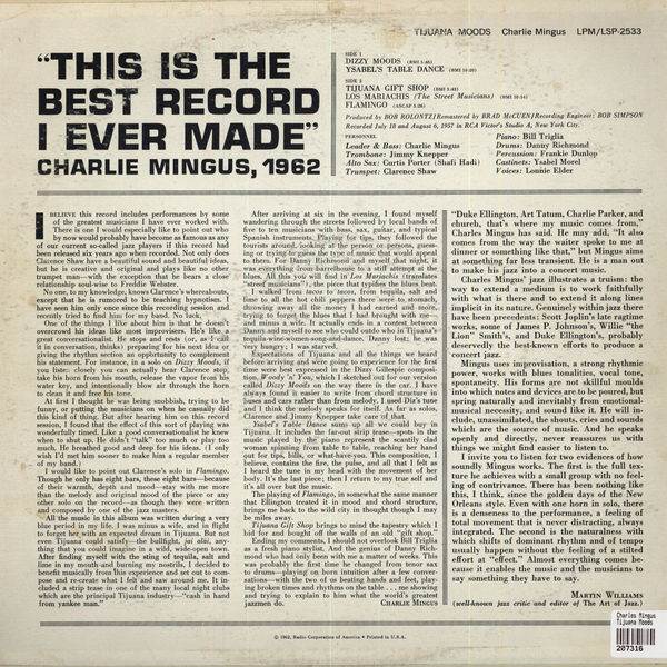 Tijuana Moods - Charles Mingus (CD - 35:15) music collectible [Barcode 743217499921] - Main Image 2