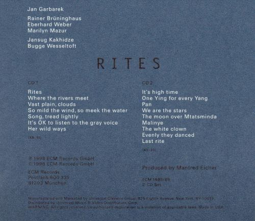 Rites - Garbarek, Jan (CD - 98) music collectible [Barcode 731455900620] - Main Image 2