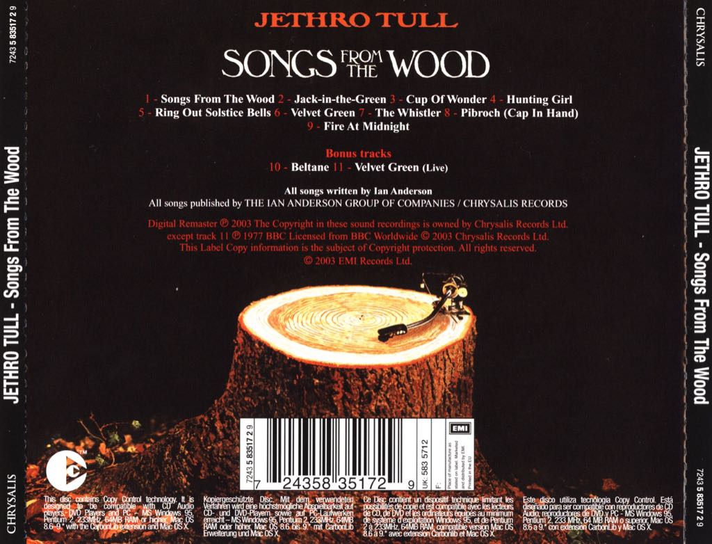 Songs from the Wood - Jethro Tull (CD - 41) music collectible [Barcode 724358351729] - Main Image 2