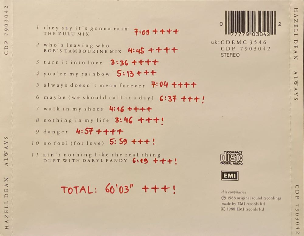 Always - Hazell Dean (CD - 60) music collectible [Barcode 077779030422] - Main Image 2