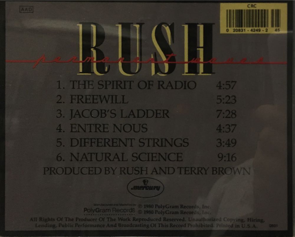 Permanent Waves - Rush (CD - 36) music collectible [Barcode 0731453463028] - Main Image 2
