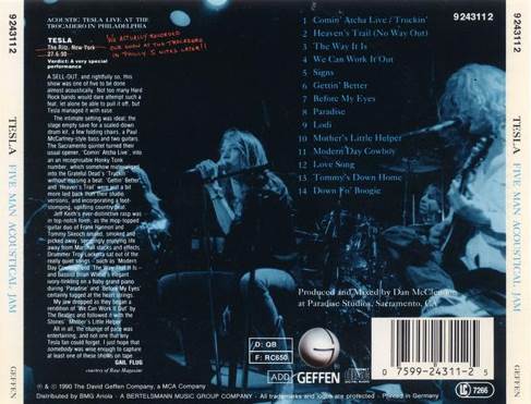 Five Man Acoustical Jam - Tesla (CD - 68) music collectible [Barcode 075992431125] - Main Image 2