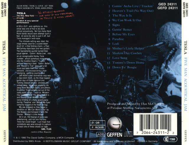 Five Man Acoustical Jam - Tesla (CD - 63) music collectible [Barcode 720642431122] - Main Image 2