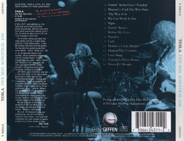 Five Man Acoustical Jam - Tesla (CD - 63) music collectible [Barcode 720642431122] - Main Image 4