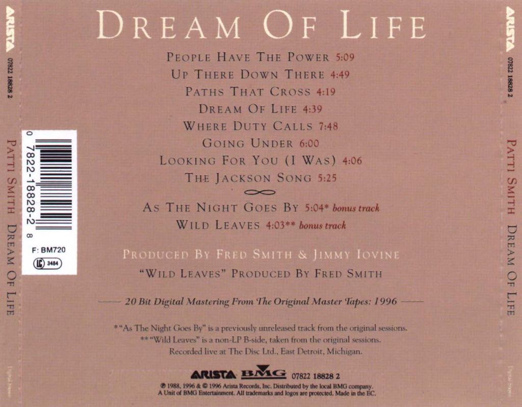 Dream Of Life - Smith, Patti (CD) music collectible [Barcode 4007192591725] - Main Image 2