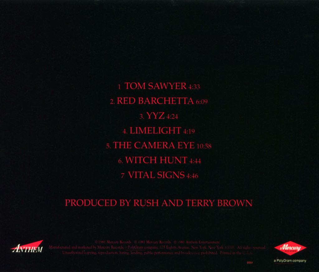 Moving Pictures - Rush (CD - 3953) music collectible [Barcode 020831211925] - Main Image 2