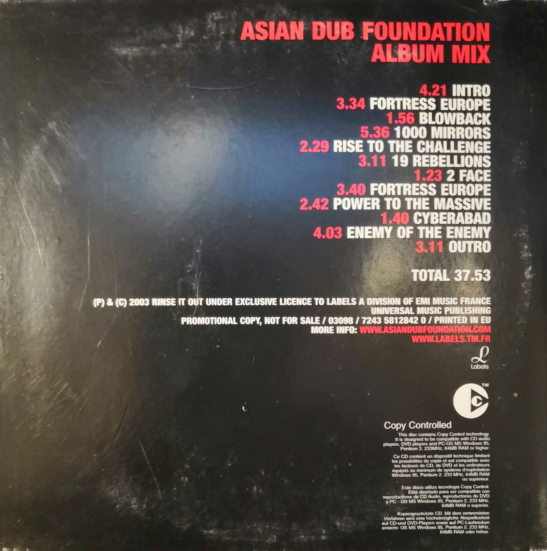Enemy Of The Enemy - Asian Dub Foundation (CD - 52:30) music collectible [Barcode 3298498171112] - Main Image 2