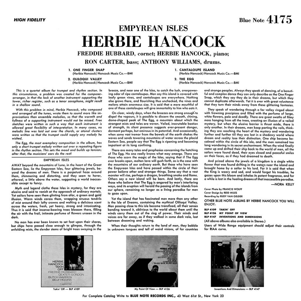 Empyrean Isles - Hancock, Herbie - Freddie Hubbard, Ron Carter, Anthony Williams (12” - 35:20) music collectible - Main Image 2