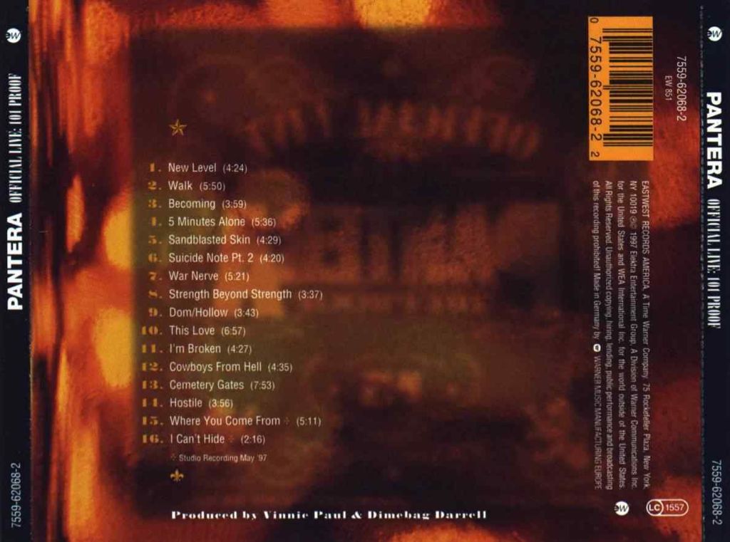 Official Live: 101 Proof - Pantera (CD - 76:23) music collectible - Main Image 2