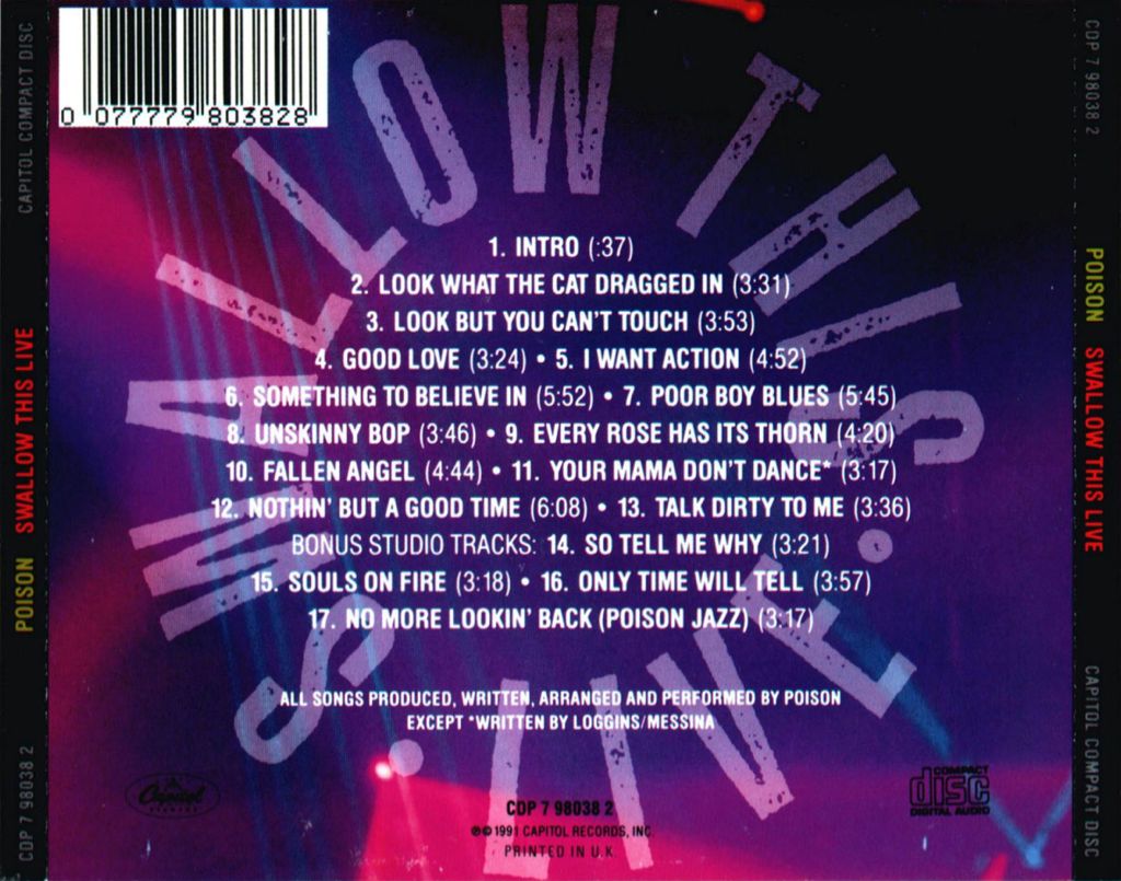 Swallow This Live - Poison (CD) music collectible [Barcode 724358453027] - Main Image 2