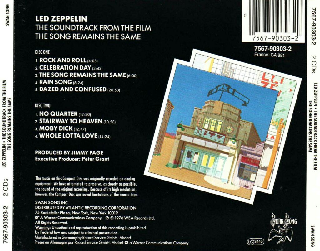 The Song Remains The Same - Led Zeppelin (CD - 132) music collectible [Barcode 075679030320] - Main Image 2