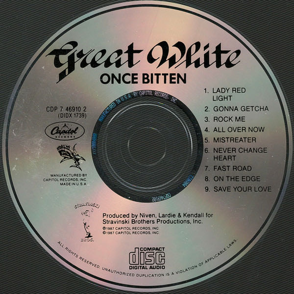 Once Bitten - Great White (Cassette - 47) music collectible [Barcode 020831358927] - Main Image 3