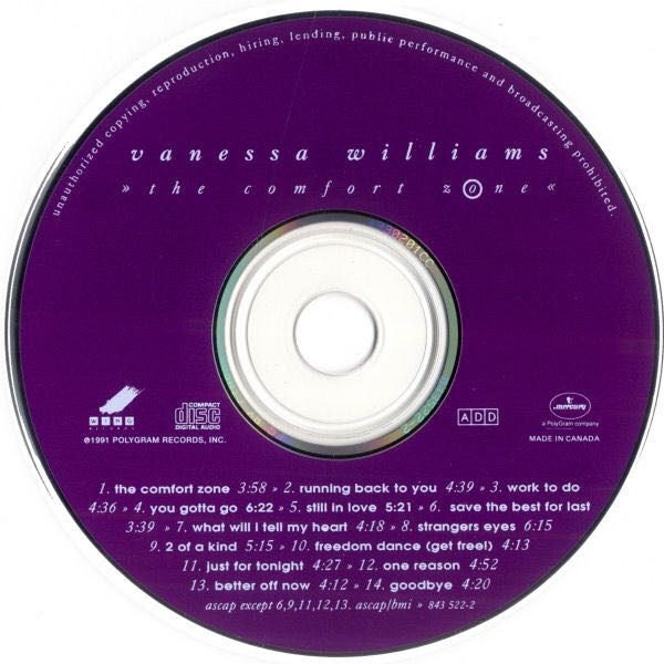 The Comfort Zone - Vanessa Williams (CD - 66) music collectible [Barcode 731451126727] - Main Image 4