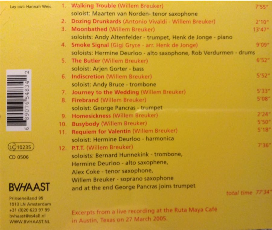 At Ruta Maya Cafe - Austin Texas - Willem Breuker Kollektief (CD) music collectible [Barcode 689076548342] - Main Image 2