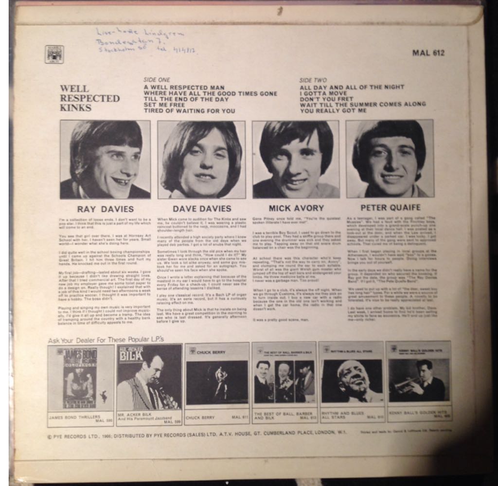 Well Respected Kinks - Kinks, The (12”) music collectible - Main Image 2